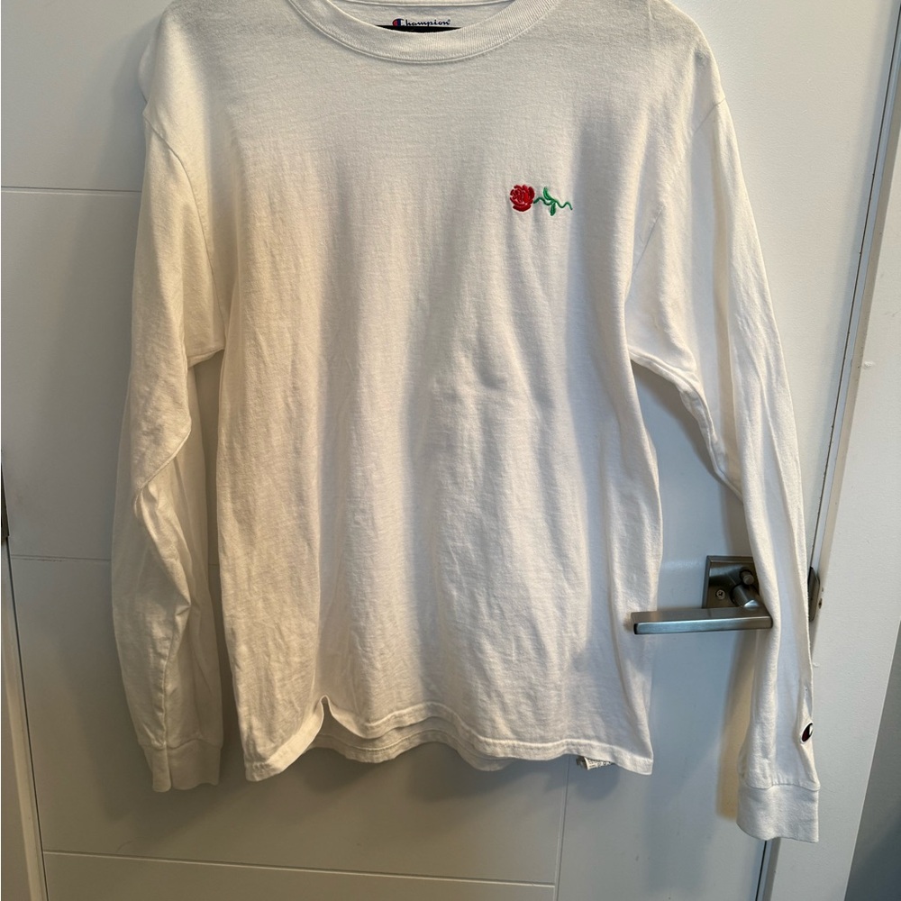 The Good Company White Long Sleeve Shirt with Embroidered Rose